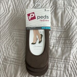 Peds Ladies Brown Ultra Low Cut Socks - 3 Pair